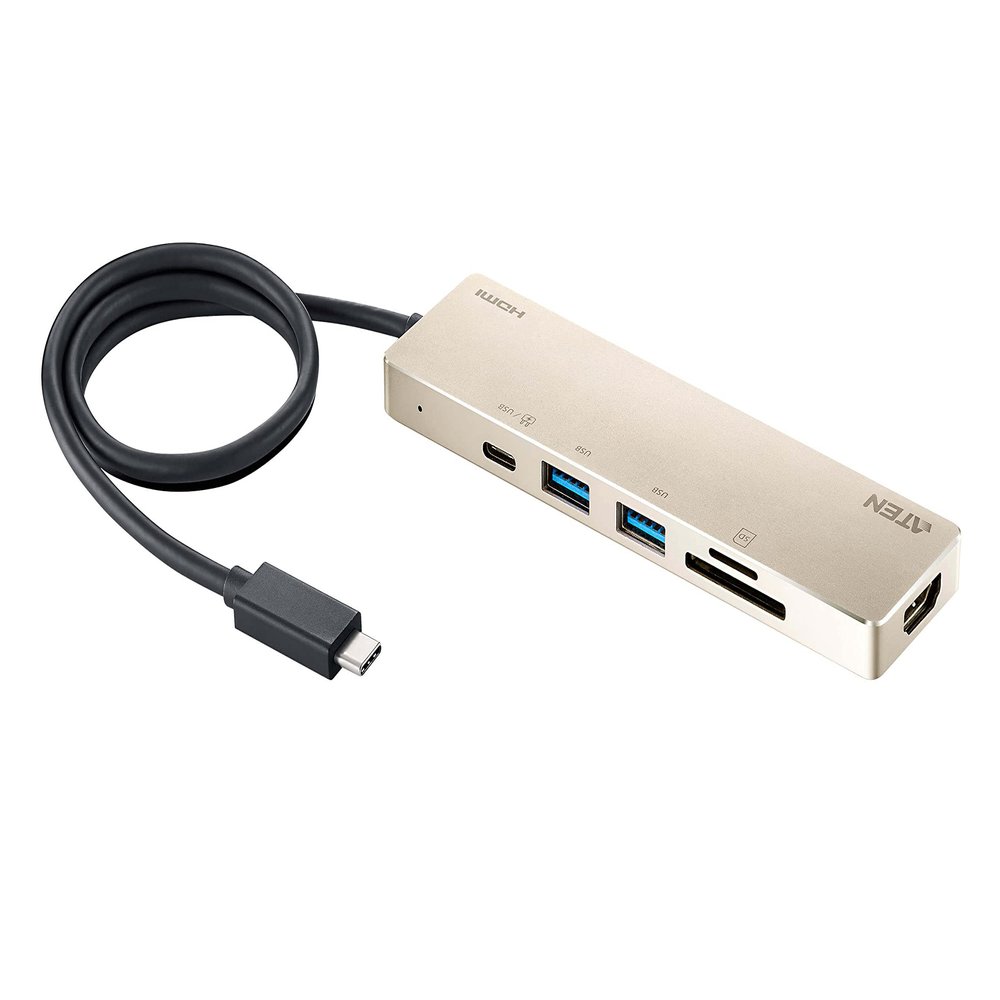 ATEN UH3239 4K 6 Ports USB C 6-in-1 Portable Mini Docking Station USB C Port Thunderbolt 3, HDMI, SD, Micro SD Card, USB 3.2 60W PD 2.0 for Laptop Tablet Smartphones for Windows and MacBook