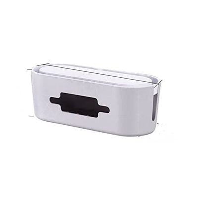Crysdaralovebi Big Size Charger Socket Cable Storage Box Power Strip Wire Case Anti Dust Organizer Network Line Storage Bin Charger Wire Manage (White,1pc)