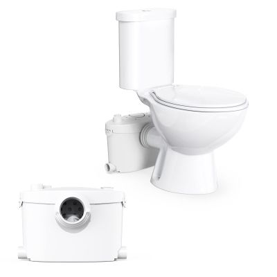 Macerating Toilet with Pump & AC Vent | Upflush Toilet System for Basement to Bathroom Sink & Tub,Silent & Standard Height,include Modern Toilet, Water Tank & 600W Macerator Toilets Pump SUPERFLO