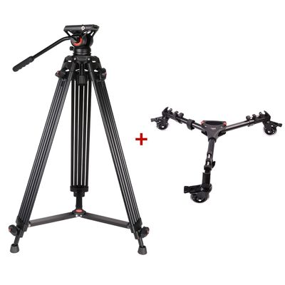 COMAN KX3636 Heavy Duty Tripod Kit with Video Fluid Head + Universal Photography Tripod Dolly