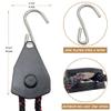 TOURFUN Rope Tie Downs, 3/8 x 15ft. Locking Ratchet Pulley with 3.1 Carabiner for Kayak Bow and Stern Secure  1 Pair view 4