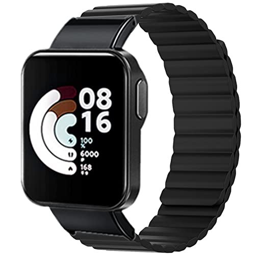 Replacement Wristbands Compatible with Xiaomi Mi Watch LITE ,KangPlus Silicone Strap Magnetic Close Sport Wristband Adjustable 5.5-8.1 inch for Redmi Watch/Xiaomi Mi Watch LITE - Black