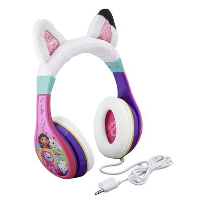 eKids Gabbys Dollhouse Kids Headphones with 3.5mm Jack, Wired Headphones with Adjustable Headband and Volume Control, Earphones for School, Home, or Travel (Gabby)
