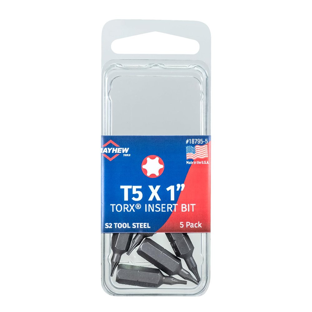 Mayhew Tools 18795-5 Torx Insert Bit, T5 x 1", 5-Pack