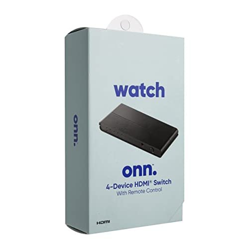 ONN. 4-Device HDMI Switch with Remote Control, Black