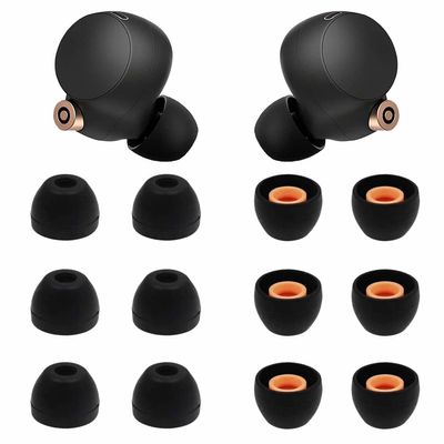 6 Pairs WF-1000XM5 Ear Tips Buds, Small Size Replacement Silicone Rubber Fit in Case Eartips Earbuds Wing Gel Skin Cover Accessories Compatible with Sony WF-1000XM4 WF-C700N WF-C500 - S Black