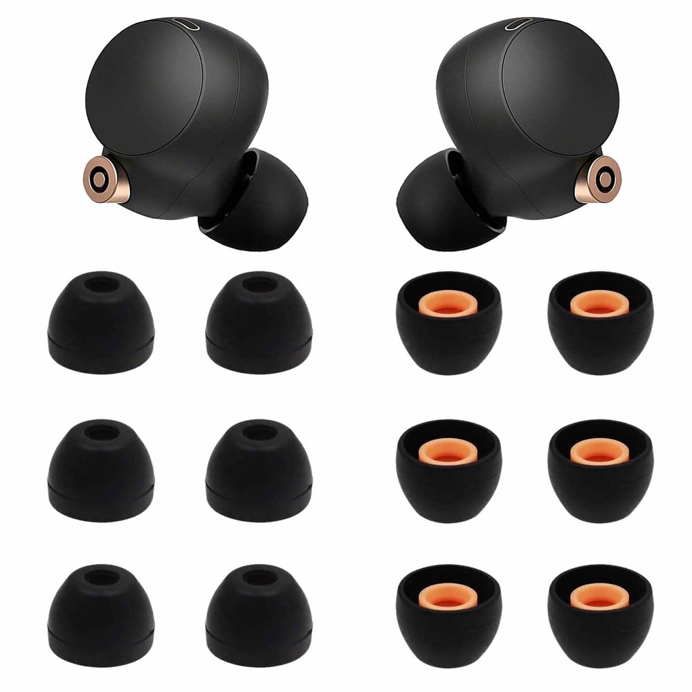 6 Pairs WF-1000XM5 Ear Tips Buds, Small Size Replacement Silicone Rubber Fit in Case Eartips Earbuds Wing Gel Skin Cover Accessories Compatible with Sony WF-1000XM4 WF-C700N WF-C500 - S Black