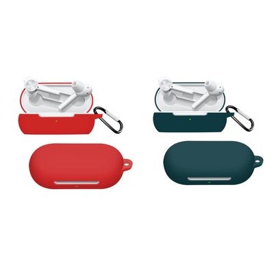 2 Pack DAYJOY Soft Silicone Protective Case Cover Compatible with OnePlus Buds Z2 TWS Earbuds, Protective Skin Sleeve with Key Chain (red+Green)