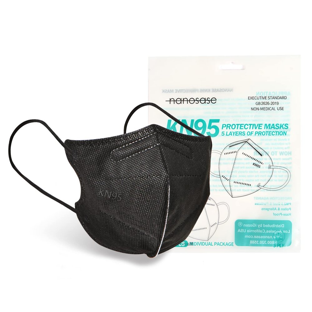 KN95 Nanosase by igozen Kids Face Masks, 5 Layers, Individually Wrapped (Kids Black 20 masks)