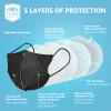 KN95 Nanosase by igozen Kids Face Masks, 5 Layers, Individually Wrapped (Kids Black 20 masks) view 4