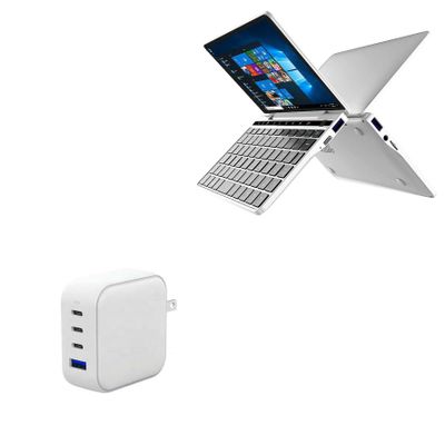 BoxWave Charger Compatible with GPD Pocket 2 Silver - PD miniCube (100W), 100W 3 PD Port Wall Charger International - Winter White