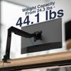 Desky Heavy Duty Single Monitor Arm (24lbs+)  Ergonomic Gas Spring Desk Mount, Fits 3843" Ultrawide Screens, VESA 75x75/100x100, Clamp/Grommet Base  White view 3