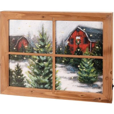 Primitives By Kathy 113548 Winter Farm LED Window Sign, 19 Inch, Multicolor