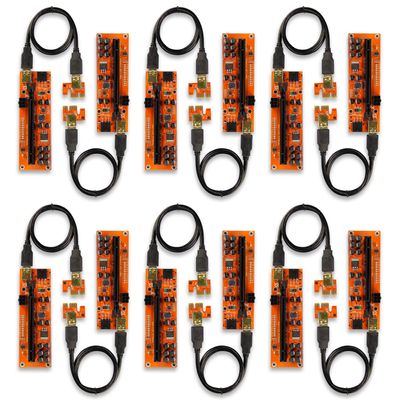AAAwave PCIE Riser VER 011 PRO 1x to 16x Graphic Extension for GPU Mining 60cm USB 3.0 Cable, 10 Solid Capacitors, 12 Led Lights, 2X 6PIN and 2 Power Options (Pack of 12)