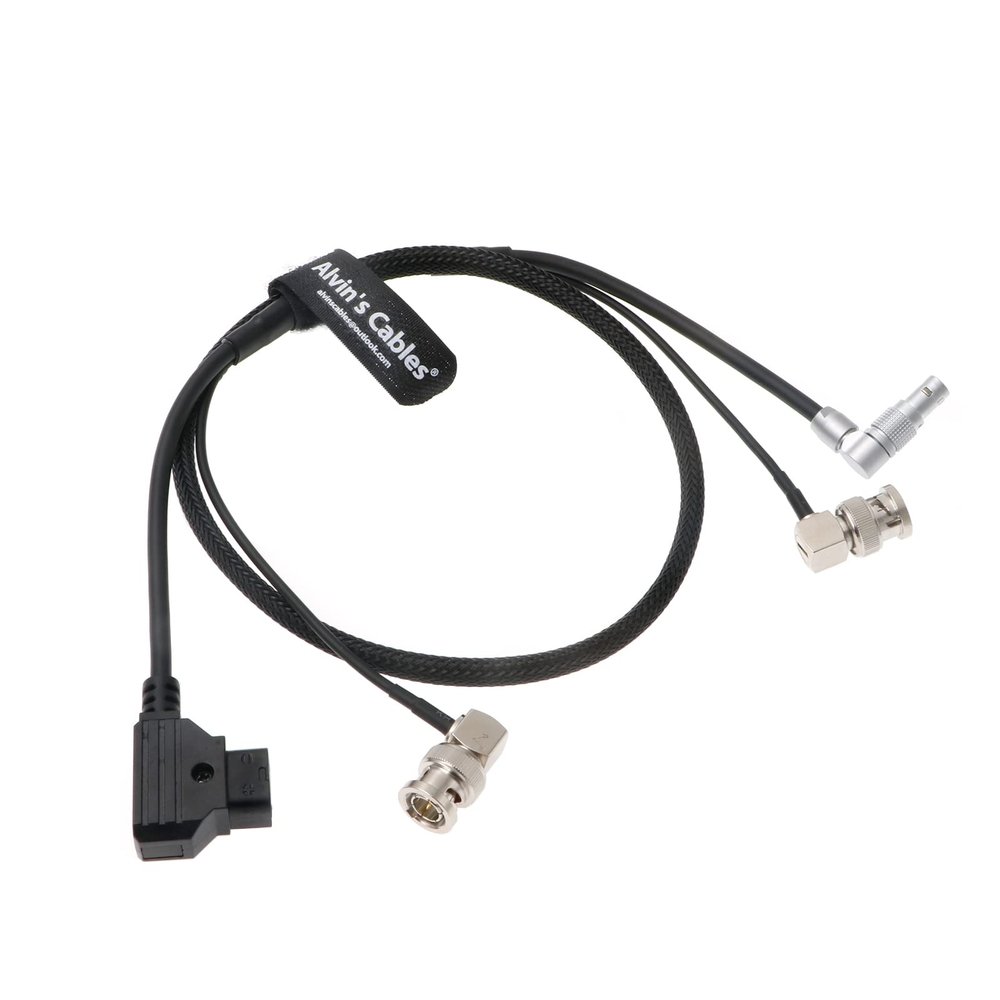 Combination Power-Cable for Zacuto-Gratical-Eye-Viewfinder|Teradek Rotatable Right-Angle 2-Pin-Male to D-Tap + Right Angle BNC to BNC Flexible HD SDI Cable for BMCC-Video-Camera Braided Alvin's Cables