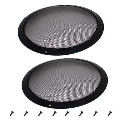 10inches Speaker Grill Mesh Decorative Circle Subwoofer Guard Protector Cover Audio Accessories Black Metal Trim 2Pcs,Aicosineg