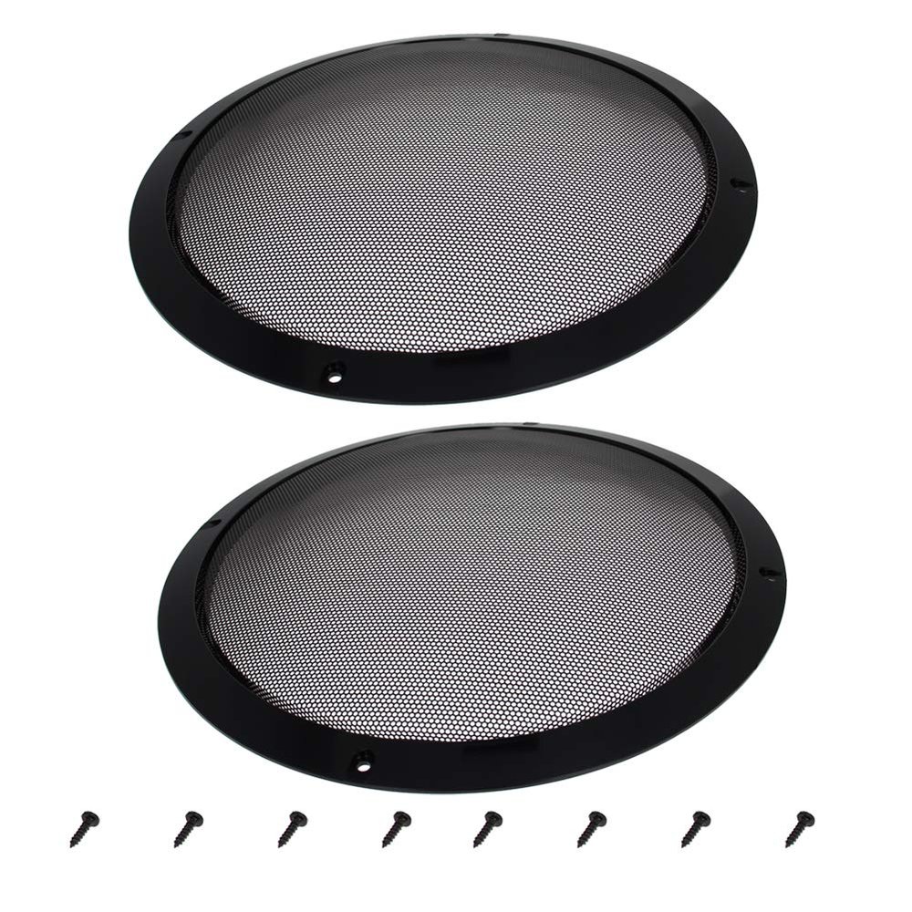 10inches Speaker Grill Mesh Decorative Circle Subwoofer Guard Protector Cover Audio Accessories Black Metal Trim 2Pcs,Aicosineg