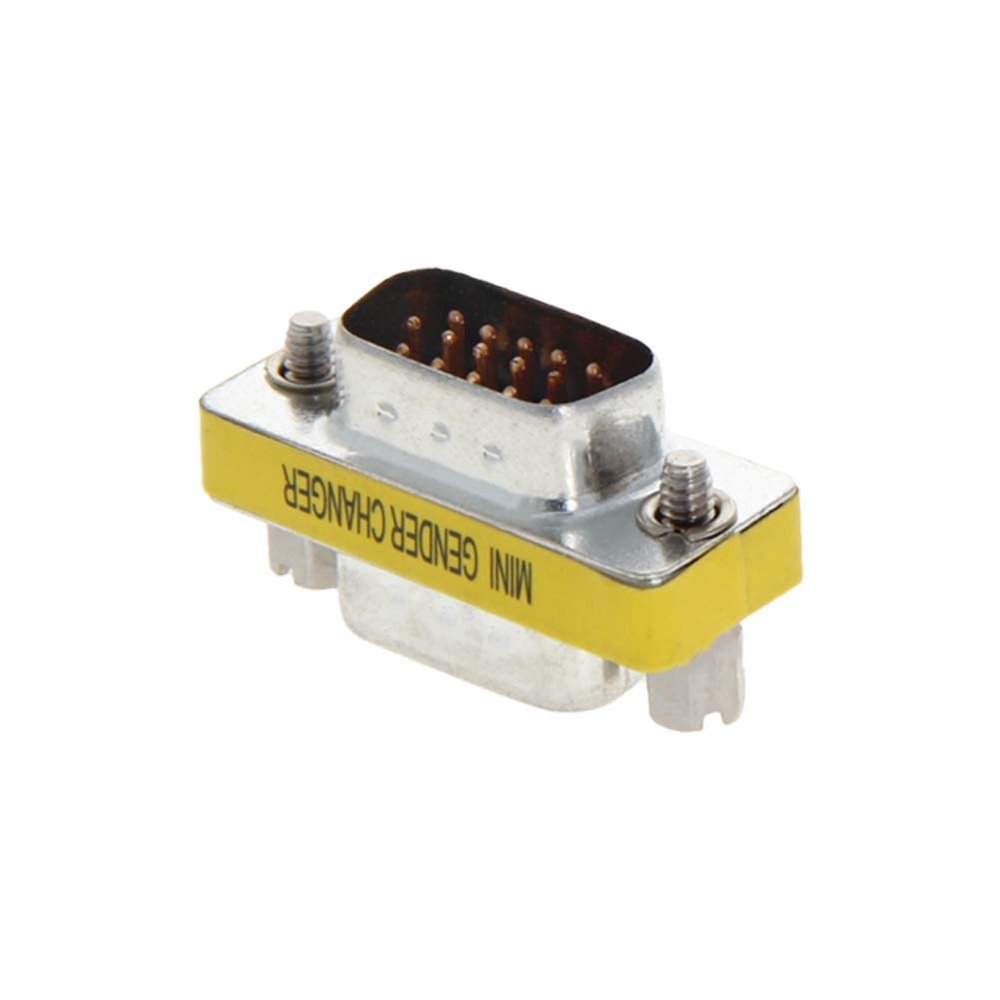 Aicosineg DB15 VGA Gender Changer 15 Pin Male to Male 3-Row Mini Gender Changer Coupler Adapter Connector for Serial Applications Black Pack of 1