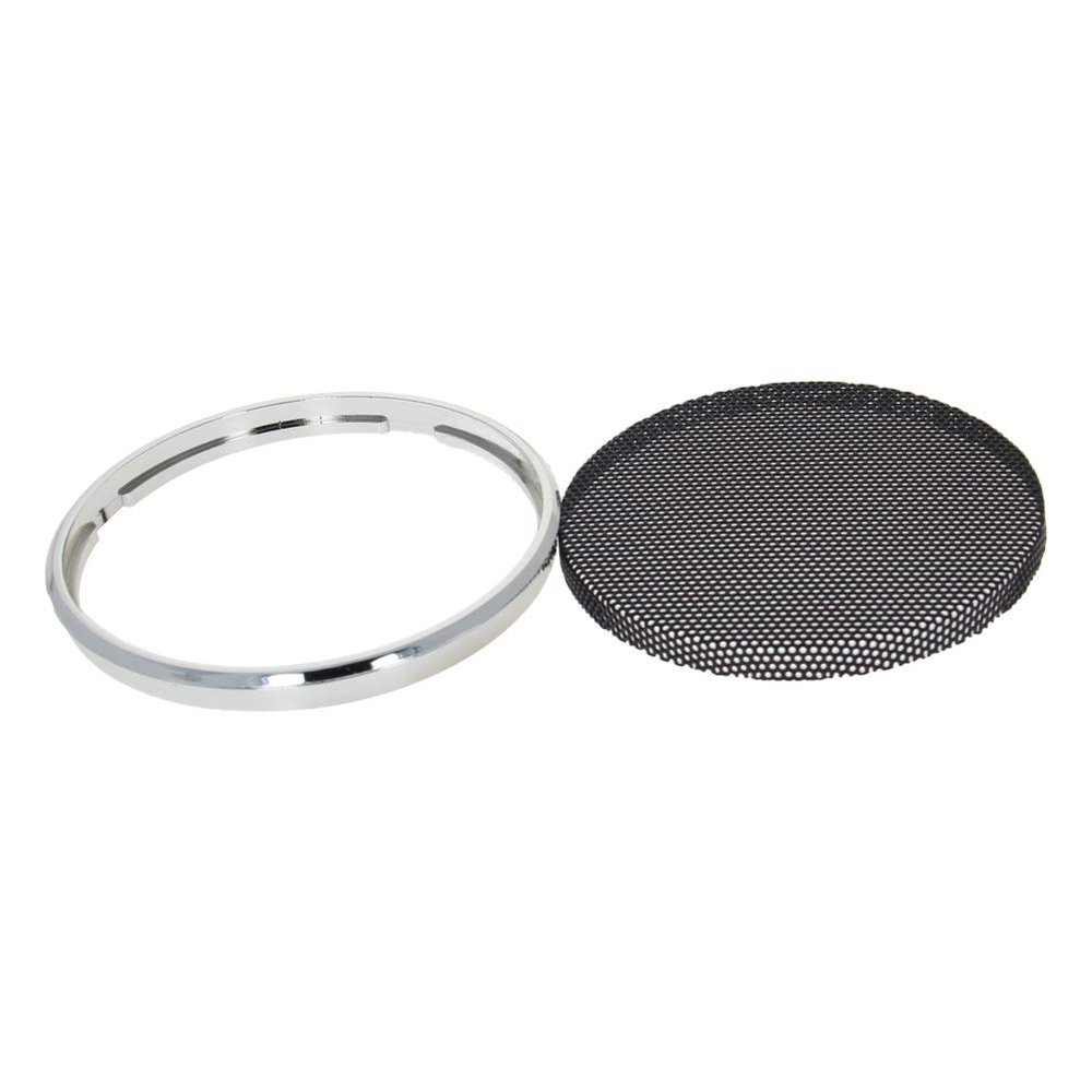 2Pcs 3.5inch /90mm Speaker Grill Mesh Decorative Circle Woofer Guard Protector Cover Audio Accessories Black Grill Silver Trim,Aicosineg