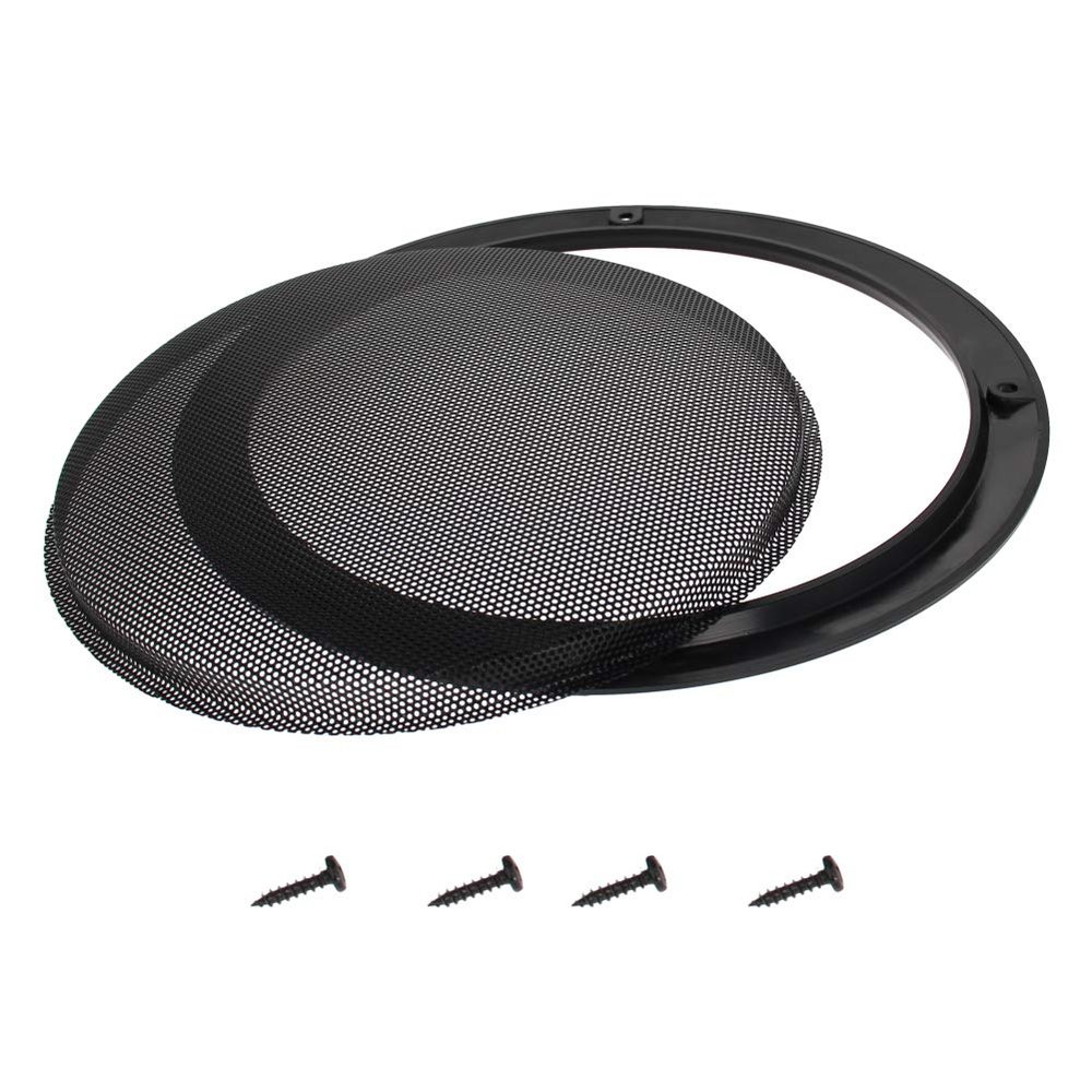 8inches Speaker Grill Mesh Decorative Circle Subwoofer Guard Protector Cover Audio Accessories Black Metal Trim 2Pcs,Aicosineg