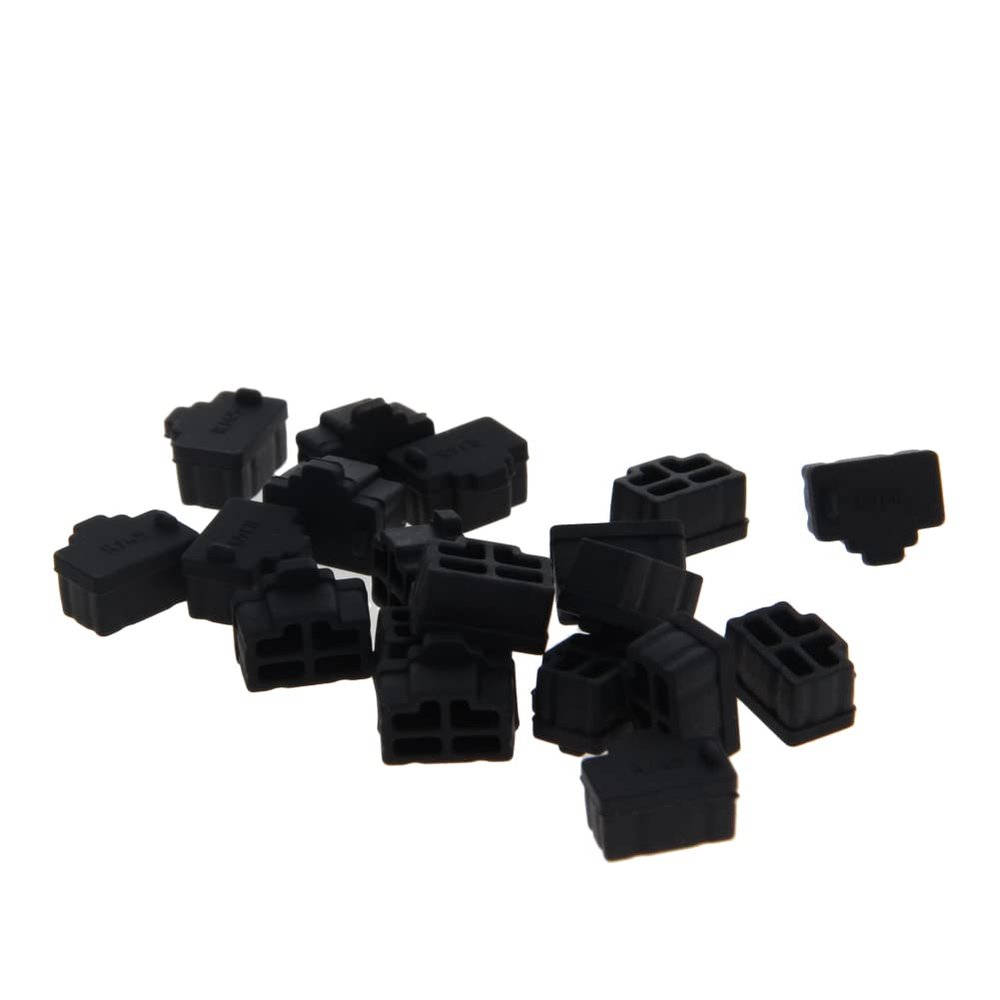 20Pcs RJ45 Anti-Dust Stopper Silicone Protectors Ethernet Hub Port Anti Dust Cap Cover Black,Aicosineg