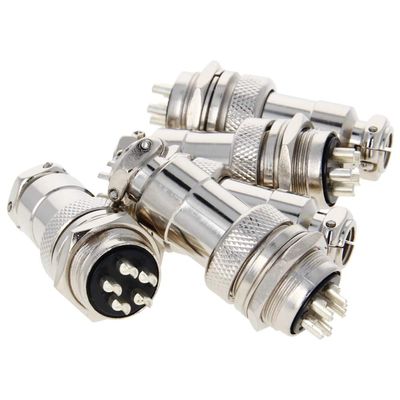 5Pcs Aviation Connector 5P 10A GX20-5 Waterproof Male Female Wire Panel Power Chassis Metal Fittings Connector Aviation Silver Black,Aicosineg