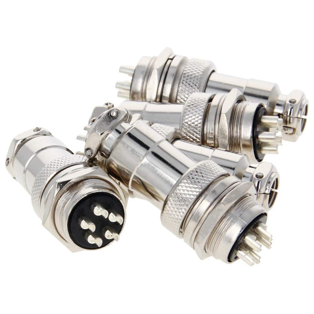 5Pcs Aviation Connector 5P 10A GX20-5 Waterproof Male Female Wire Panel Power Chassis Metal Fittings Connector Aviation Silver Black,Aicosineg