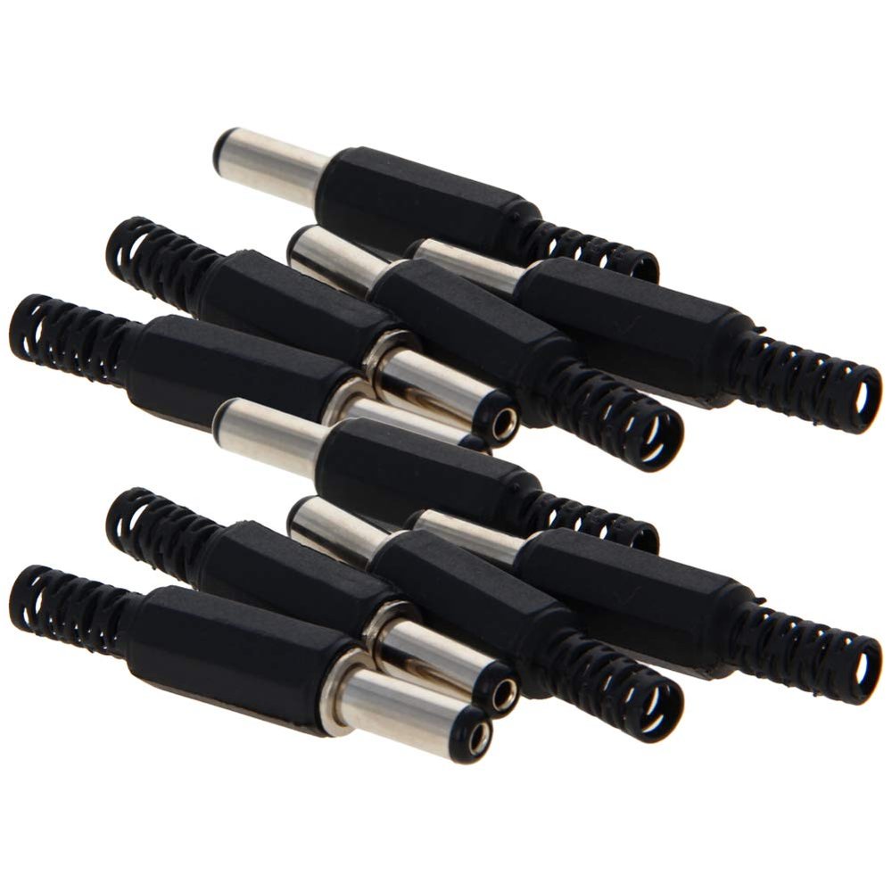 DC Power Connectors Male DC Power Plug Jack Solder Connector Adapter 5.5x2.1mm 10Pcs,Aicosineg