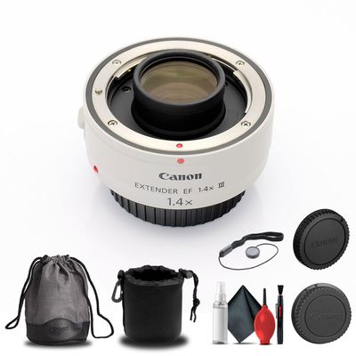 Canon Extender EF 1.4X III (4409B002) + Lens Pouch + Cap Keeper + Cleaning Kit + More (Renewed)