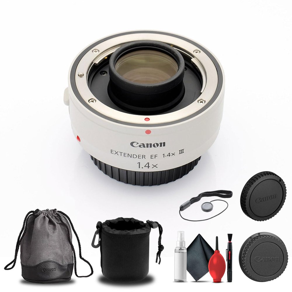 Canon Extender EF 1.4X III (4409B002) + Lens Pouch + Cap Keeper + Cleaning Kit + More (Renewed)