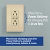 Pass & Seymour TR20USBPDI Power Delivery USB Outlet, Ivory view 2