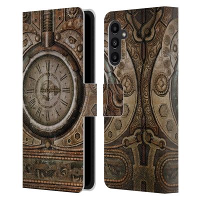Head Case Designs Officially Licensed Simone Gatterwe Grunge Clock Steampunk Leather Wallet Case Compatible with Samsung Galaxy A13 5G (2021)