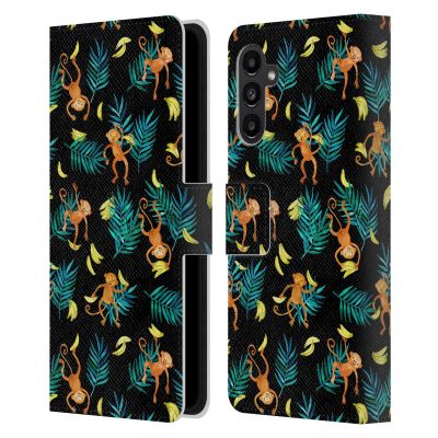 Head Case Designs Officially Licensed Micklyn Le Feuvre Tropical Monkey Banana Animals Leather Wallet Case Compatible with Samsung Galaxy A13 5G (2021)