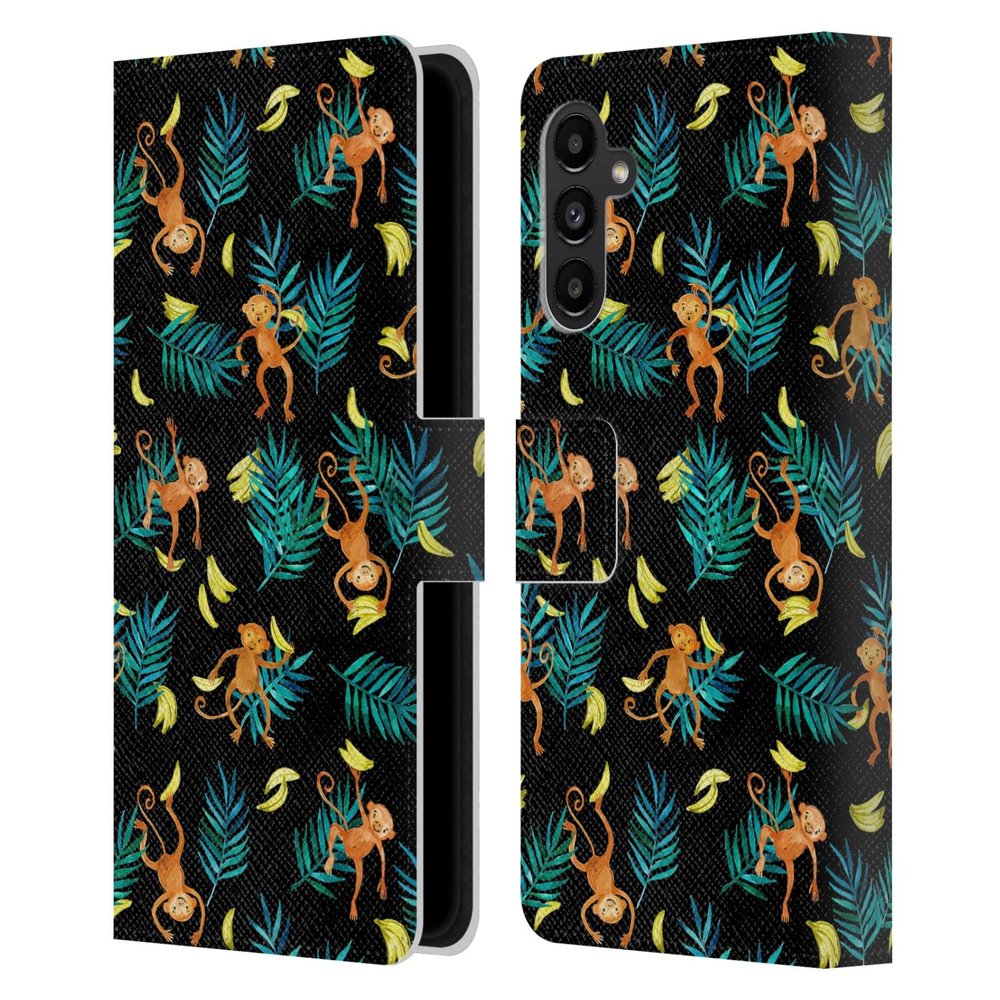 Head Case Designs Officially Licensed Micklyn Le Feuvre Tropical Monkey Banana Animals Leather Wallet Case Compatible with Samsung Galaxy A13 5G (2021)