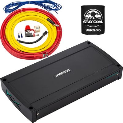 KICKER Amp and Wiring Kit Package of 2 Items 800W 8-Channel KXMA Series Marine Amplifier with 4AWG Power Wiring Kit - Boat Kit - 48KXMA800.8 Amplifier & 47KMPK4 Wiring Kit