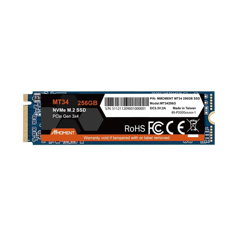 MMOMENT MT34 256GB PCIe Gen3 NVMe M.2 2280 Internal Solid State Drive, Gen3.0X4, Read Speed up to 2000MB/s, for Laptop and PC Desktop
