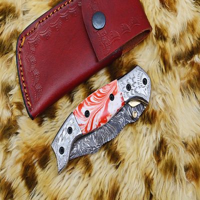 Custom handmade Damascus Folding knife