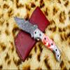 Custom handmade Damascus Folding knife view 3