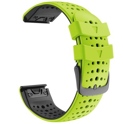 CZKE 26 22mm Watch Band Straps For Garmin Fenix 6 6X Pro 5 5X 3 3HR 935 945 Watch Silicone Correa Smart Watch Quick Release Wristband (Color : Green Black, Size : 22mm Fenix 7)