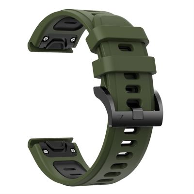 CZKE Silicone Watch Band for Garmin Fenix 7 7X 7S 6 6Pro 5 5Plus Forerunner 935 945 instinct S60 Strap Bracelet 22mm Quick Release Wristband (Color : Army Black, Size : Fenix 7X)
