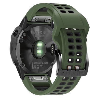 CZKE 22mm 26mm Quickfit Watch Strap For Garmin Fenix 7 Fenix 6 7X 5 5 Plus Forerunner 935 945 Quick Release Silicone Watch Wristband (Color : Army Black, Size : 26mm Fenix 5X 5XPlus)