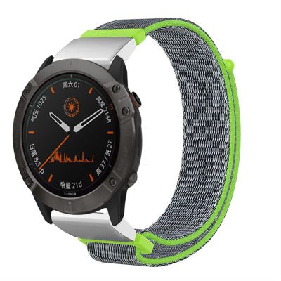 CZKE 22mm 26mm Nylon Strap for Garmin Fenix 7 7X 6 6X Pro Fenix 5 5X plus 3 3HR Forerunner 935 945 D2 Bravo Quick Release Smart Watch band (Color : Flash Green, Size : 22mm Fenix 6 5 5Plus)