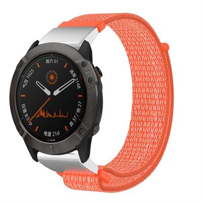 CZKE 22mm 26mm Nylon Strap for Garmin Fenix 7 7X 6 6X Pro Fenix 5 5X plus 3 3HR Forerunner 935 945 D2 Bravo Quick Release Smart Watch band (Color : Orange, Size : 26mm Fenix 5X Plus)