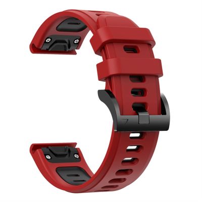 CZKE Silicone Watch Band for Garmin Fenix 7 7X 7S 6 6Pro 5 5Plus Forerunner 935 945 instinct S60 Strap Bracelet 22mm Quick Release Wristband (Color : Red Black, Size : Fenix 7X)