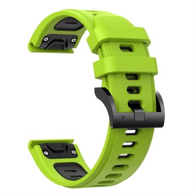 CZKE Silicone Watch Band for Garmin Fenix 7 7X 7S 6 6Pro 5 5Plus Forerunner 935 945 Instinct S60 Strap Bracelet 22mm Quick Release Wristband (Color : Black Green, Size : 22mmFenix 6 6 Pro)