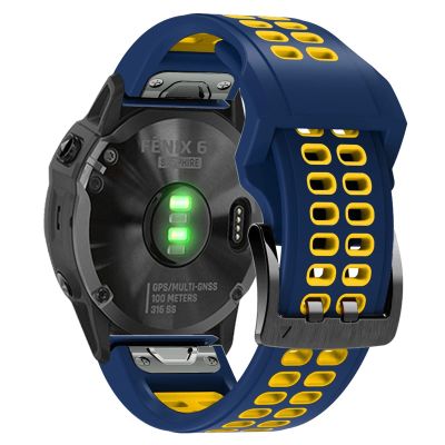 CZKE 22mm 26mm Quickfit Watch Strap For Garmin Fenix 7 Fenix 6 7X 5 5 Plus Forerunner 935 945 Quick Release Silicone Watch Wristband (Color : Blue Yellow, Size : 26mm Fenix 6X 6XPro)