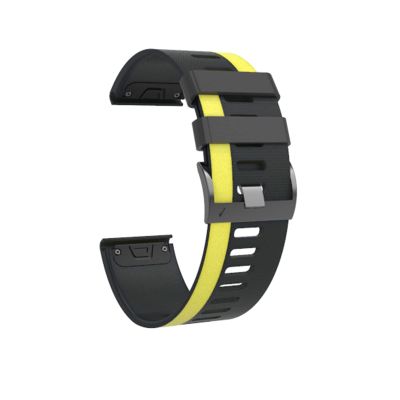 CZKE 26 22mm Quick Release Watchband Strap for Garmin Fenix 6X 6 Pro Watch Easyfit Wrist Band Strap for Garmin Fenix 5X 5 3 3HR Watch (Color : Black Yellow, Size : 26mm Fenix 5X 5XPlus)