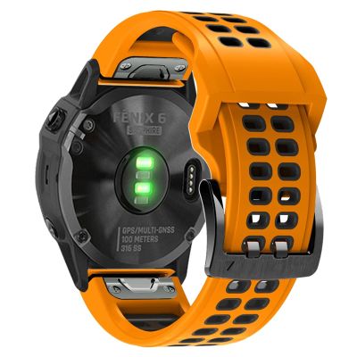 CZKE 22mm 26mm Quickfit Watch Strap For Garmin Fenix 7 Fenix 6 7X 5 5 Plus Forerunner 935 945 Quick Release Silicone Watch Wristband (Color : Orange Black, Size : 26mm Fenix 6X 6XPro)