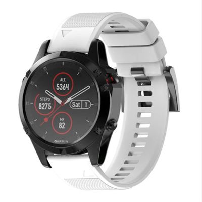 KFAA Silicone 26mm 22mm Quick Release Watchband Wriststrap For Garmin Fenix 7 7X 5X 5 Plus 3 3HR S60 Watch Easyfit Watch Wrist Band (Color : White, Size : 26mm Fenix 5X 3 3HR)