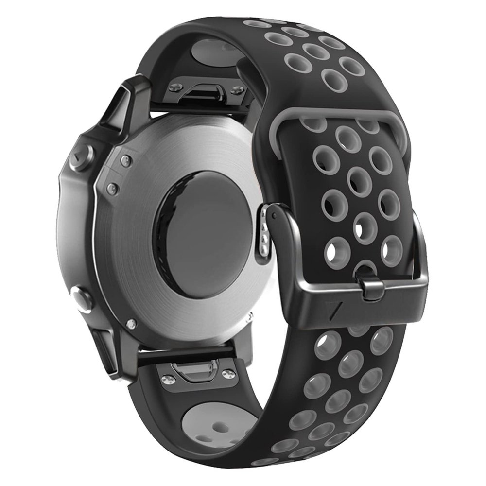 KFAA 26 22MM Watchband Strap for Garmin Fenix 7 7X 6 6X Pro Fenix 5X 5 3 3HR S60 MK1 Watch Quick Release Silicone Easyfit Wrist Band Strap (Color : Black Gray, Size : 26mm Fenix 6X 6XPro)
